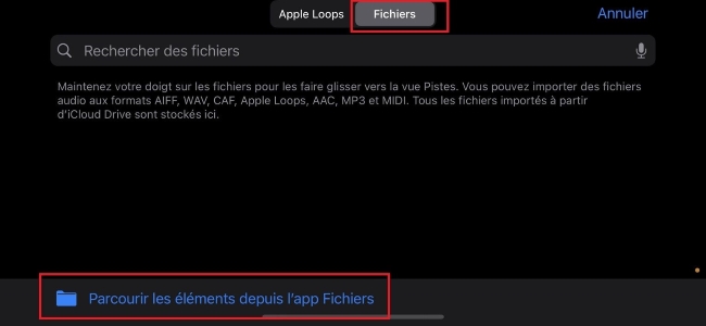Parcourir les éléments de l'app Fichiers