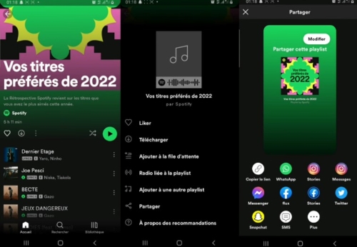 partager une musique spotify