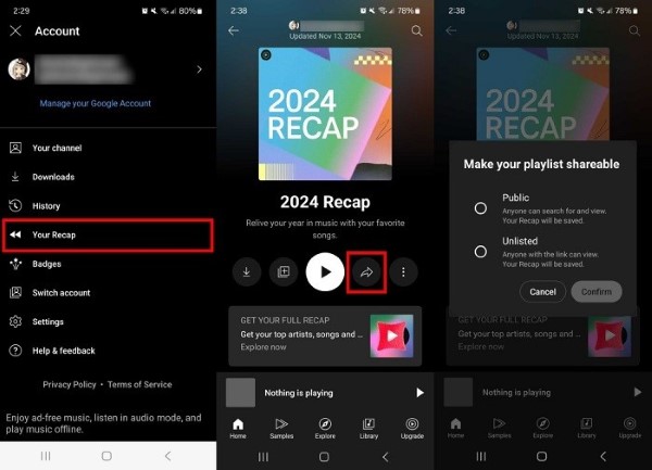 partager vos playlists YouTube Music Recap
