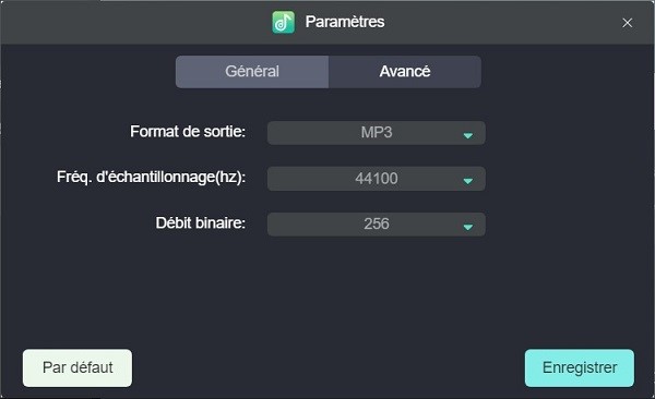 personnaliser les paramètres audio tunefab