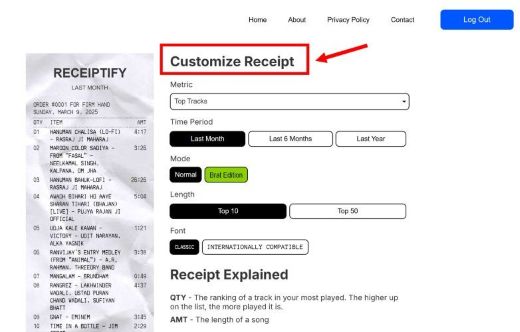 Personnaliser receipt