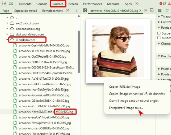 télécharger via outils de développement