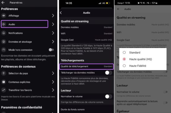 qualité du téléchargement