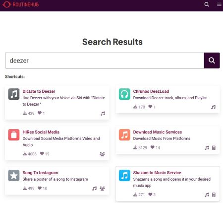 routinehub deezer shortcut