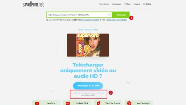 télécharger YouTube avec savefrom