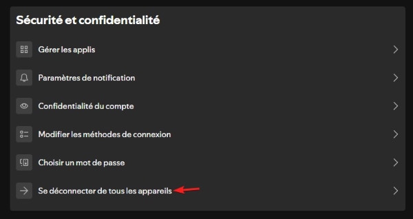 se déconnecter sur tous les appareils