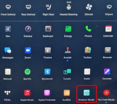 selectionner amazon music sur tesla