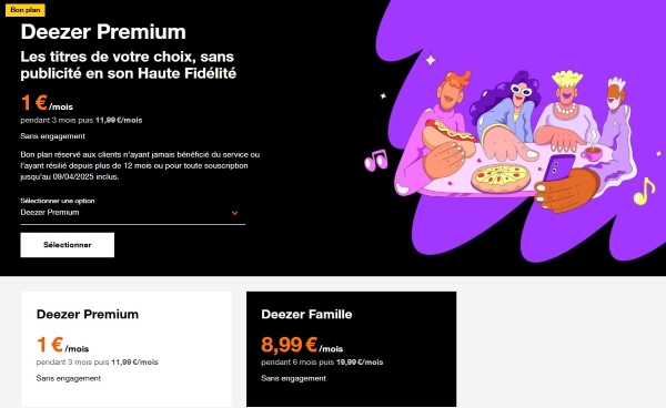 sélectionner Deezer premium