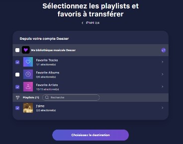 selectionner playlist deezer