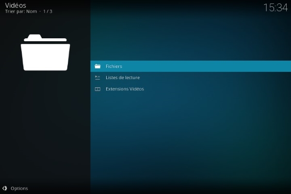 sélectionner un fichiers de vidéo sur kodi