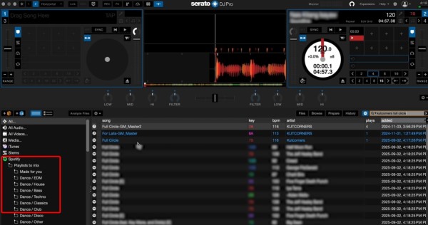 serato dj compatible spotify