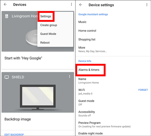 configurer reveil sur google home