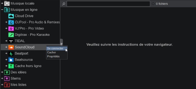 Soundcloud dans Virtual dj
