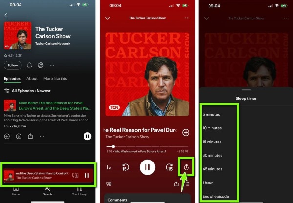 Spotify minuteur pour audiobook