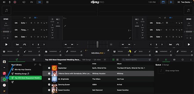 spotify et djay bibliothèque