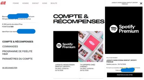 spotify premium avec H&M