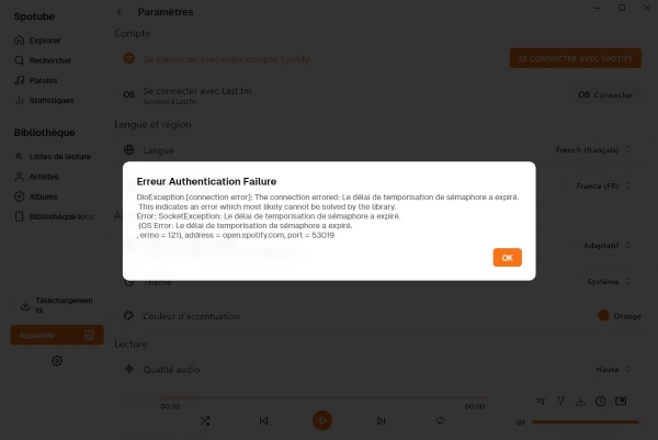 Spotube ne fonctionne pas