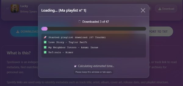 télécharger la playlist avec Spotisaver
