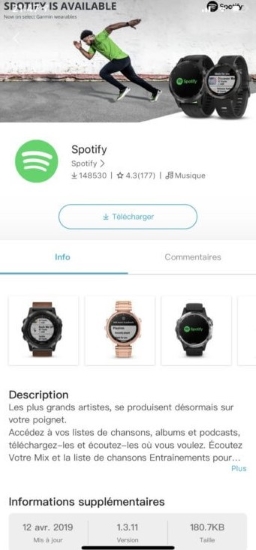Télécharger spotify sur garmin