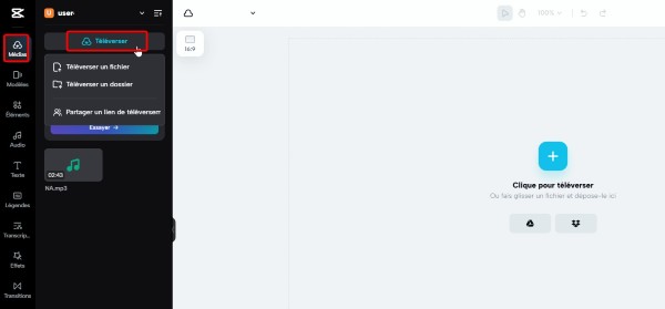 télécharger un fichier audio vers CapCut