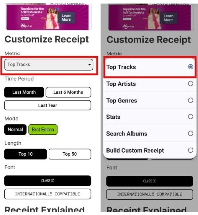 Top titre receiptify