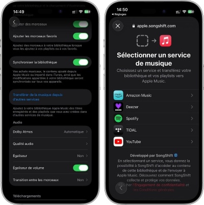 Transférer de la musique depuis d'autres services