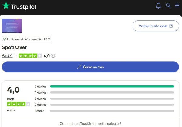 avis spotisaver sur trustpilot