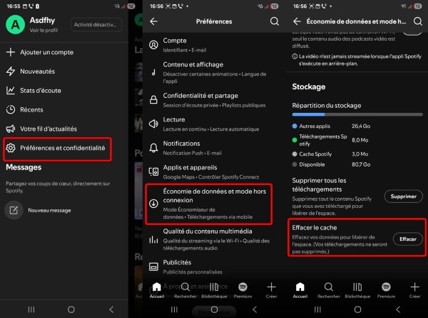 vider le cache Spotify sur Android