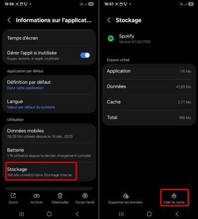 vider le cache android