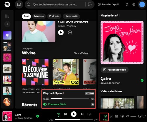 changer la Vitesse de spotify playback speed