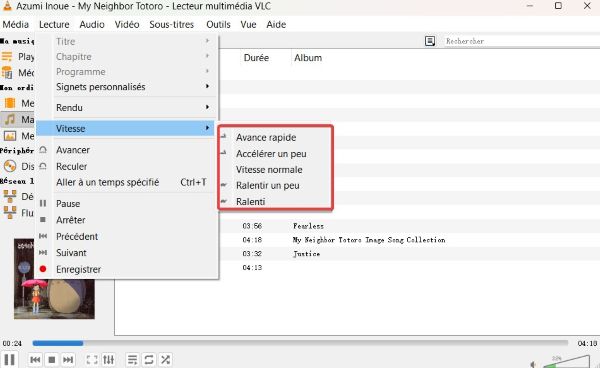 changer la vitesse via vlc media player