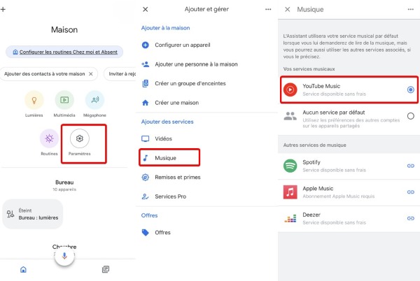 YouTube music par défaut