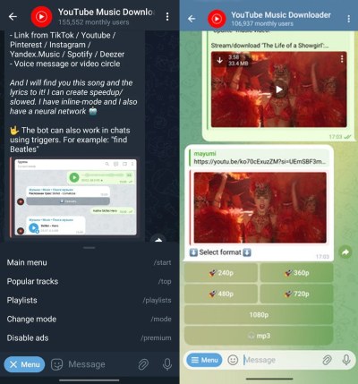 Youtube music telegram bot