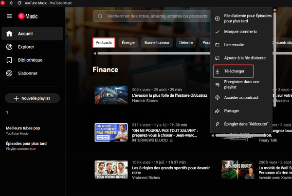 télécharger les podcasts